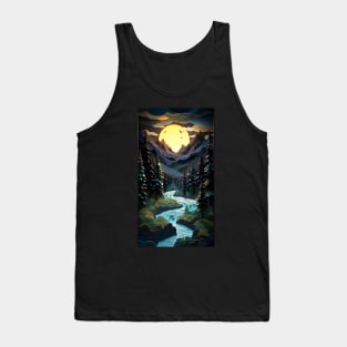 Golden moon in the style of layered cut paper diorama Tank Top